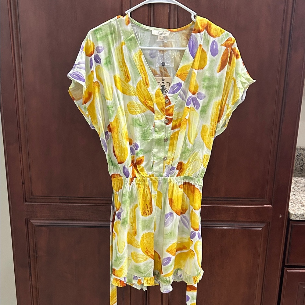 Easel Floral Belted Romper